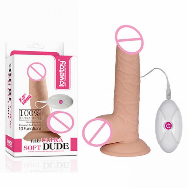 Dương vật giả mềm Lovetoy đế hút chân không kết hợp rung giật cô bé