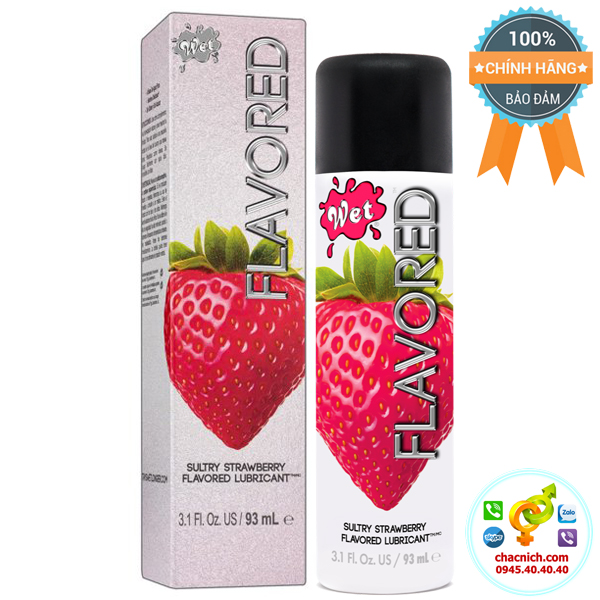 Gel bôi trơn hương dâu thơm dịu Wet flavored strawberry chai 89ml