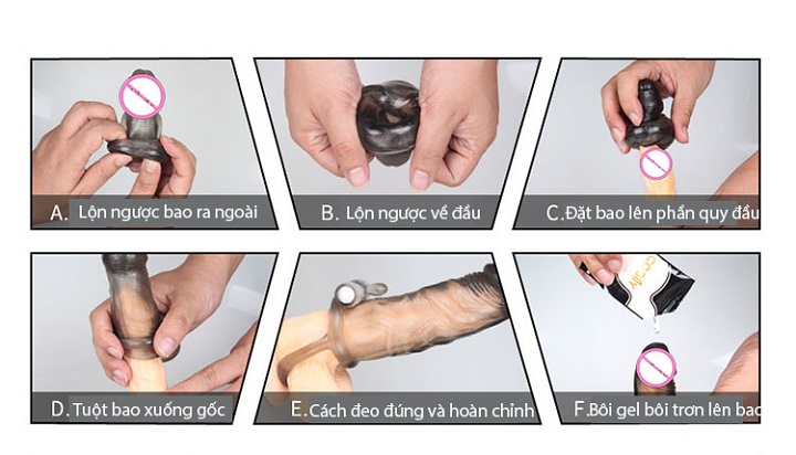 Bao cao su đôn dên dây đeo cao cấp rung mạnh kích thích cực đã