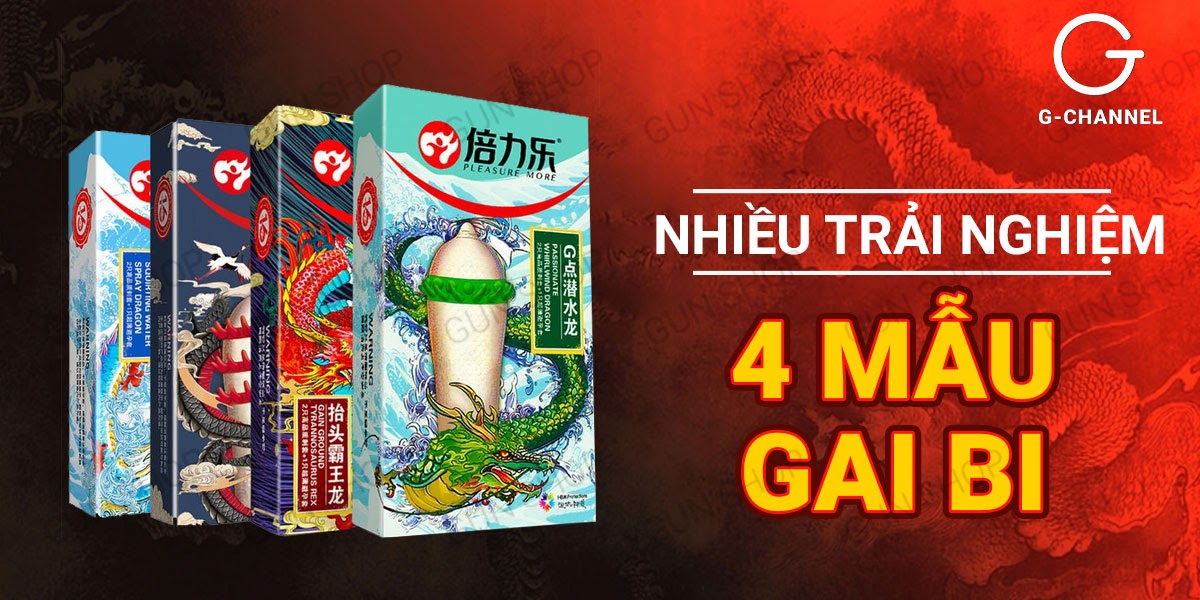Bao cao su Dragon gân gai bi lớn kích thích mạnh mẽ hộp 3 cái