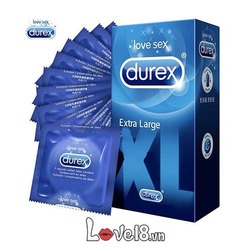 Bao cao su Durex Extra Large XL an toàn kích cỡ lớn 12 cái