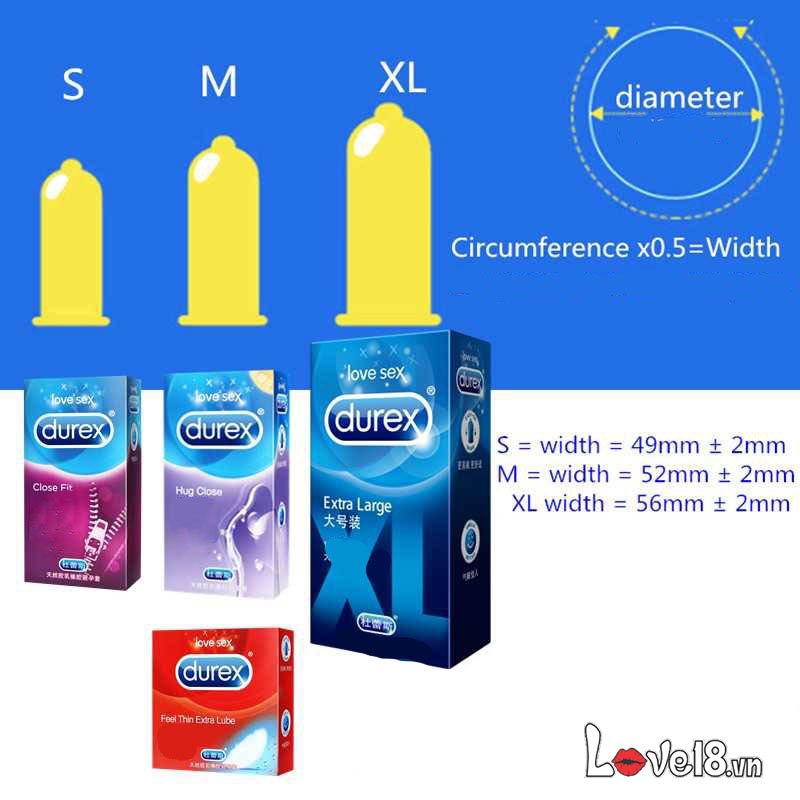 Bao cao su Durex Extra Large XL an toàn kích cỡ lớn 12 cái