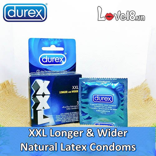 Bao cao su Durex XXL hộp 3 cái siêu lớn an toàn kéo dài
