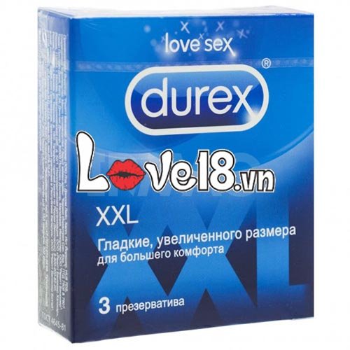 Bao cao su Durex XXL hộp 3 cái siêu lớn an toàn kéo dài