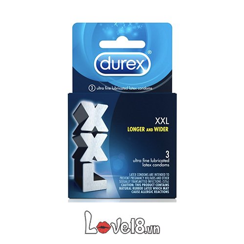 Bao cao su Durex XXL hộp 3 cái siêu lớn an toàn kéo dài