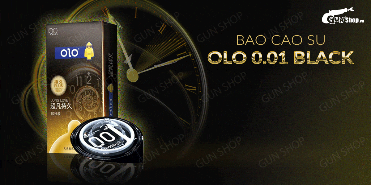 Bao cao su OLO 0.01 Black siêu mỏng kéo dài thời gian hộp 10 cái