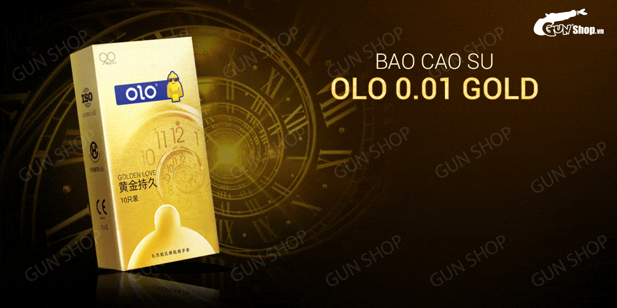 Bao cao su OLO 0.01 Gold siêu mỏng kéo dài thời gian hộp 10 cái giá tốt