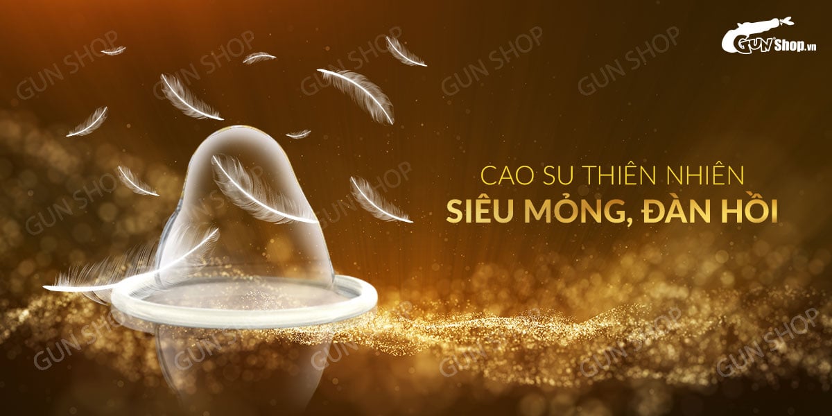 Bao cao su OLO 0.01 Zero Vàng siêu mỏng gân hạt hương chanh rừng hộp 10 cái