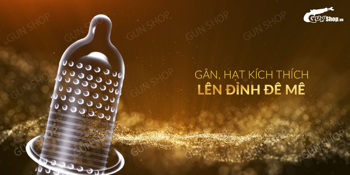 Bao cao su OLO 0.01 Zero Vàng siêu mỏng gân hạt hương chanh rừng hộp 10 cái