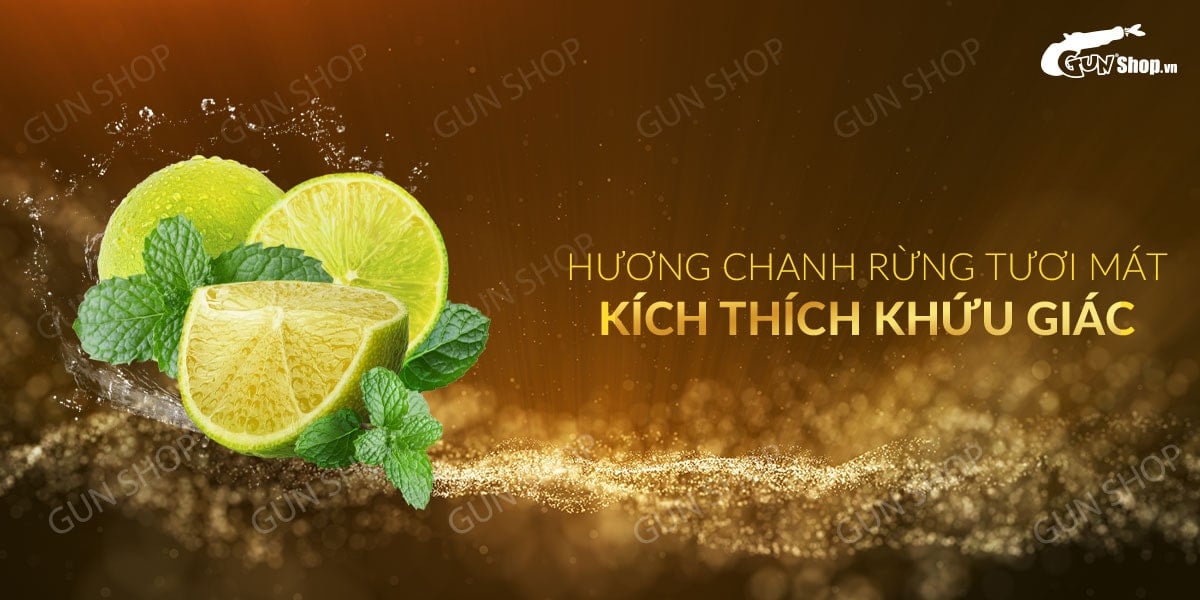 Bao cao su OLO 0.01 Zero Vàng siêu mỏng gân hạt hương chanh rừng hộp 10 cái