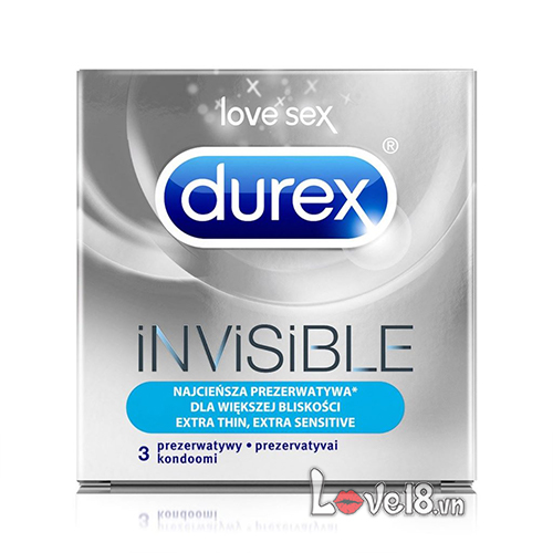 Bao Cao Su Durex Siêu Mỏng Invisible Hộp 3 Cái An Toàn