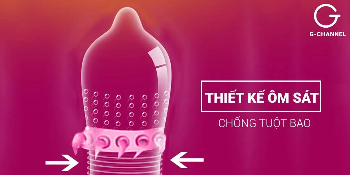 Bao cao su Super Gold gân gai bi hộp 2 cái cực kích thích