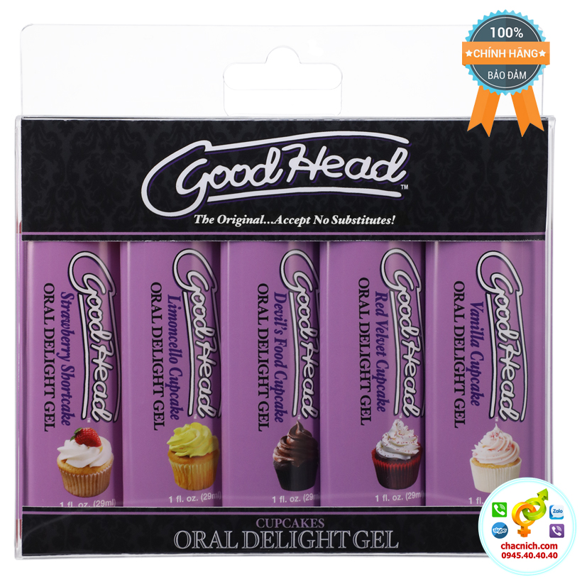 Bộ gel bôi trơn 5 vị GoodHead hấp dẫn Gel Cupcakes Mỹ chính hãng Bộ gel bôi trơn 5 vị GoodHead hấp dẫn Gel Cupcakes Mỹ chính hãng