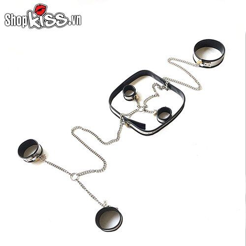 Bộ còng bạo dâm cổ tay chân đai lưng kim loại bền đẹp kích thích