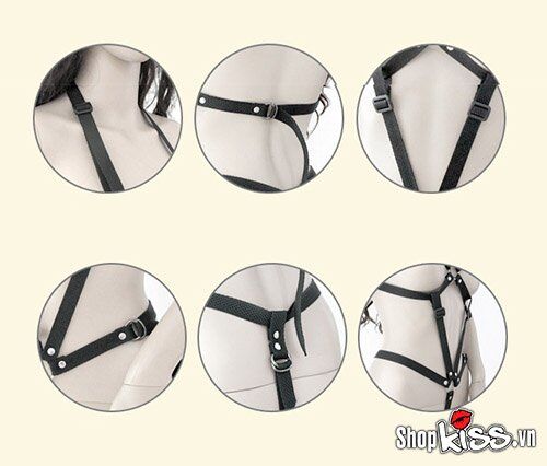 Bộ đai đeo toàn thân bạo dâm gợi tình chất liệu nylon đen quyến rũ