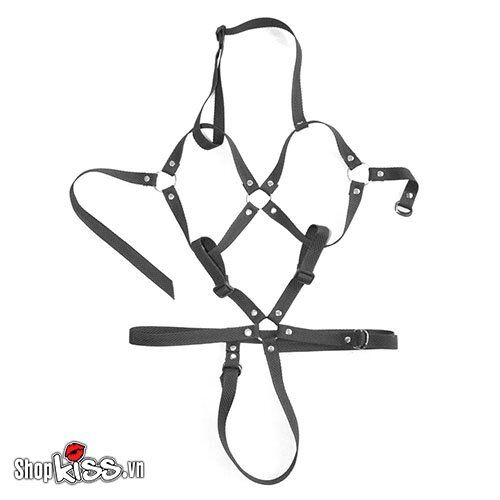 Bộ đai đeo toàn thân bạo dâm gợi tình chất liệu nylon đen quyến rũ