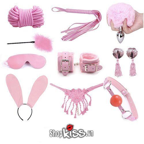 Bộ đồ chơi bạo dâm 10 món cao cấp hồng Cosplay Thỏ kích thích cực mạnh