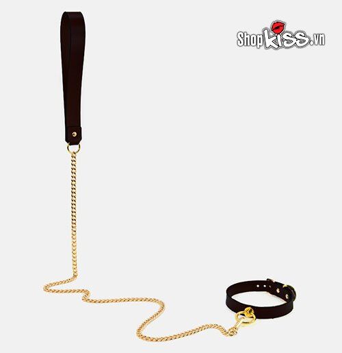 Bộ đồ chơi bạo dâm da thật cao cấp Khóa cổ xích cổ bịt mắt kích thích