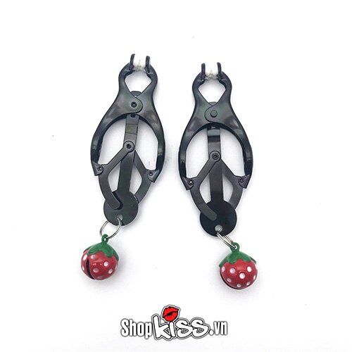 Bộ kẹp núm vú lục lạc trái dâu sexy gợi cảm, đồ chơi bạo dâm