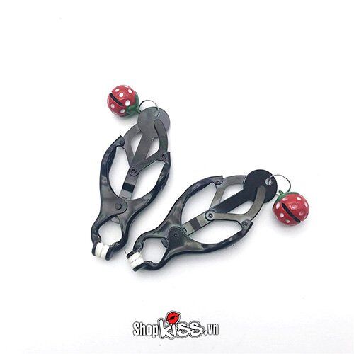 Bộ kẹp núm vú lục lạc trái dâu sexy gợi cảm, đồ chơi bạo dâm
