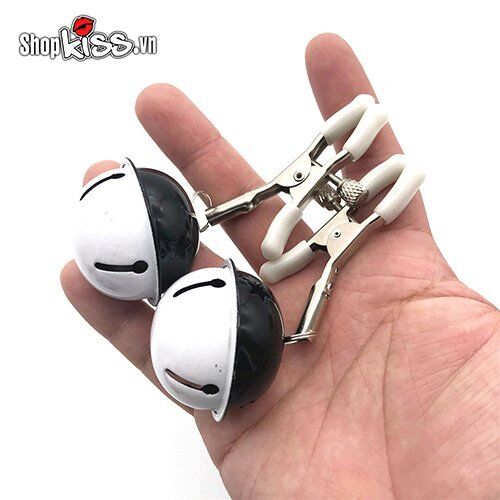 Bộ kẹp vú kích thích gợi cảm chuông lục lạc hấp dẫn đen trắng