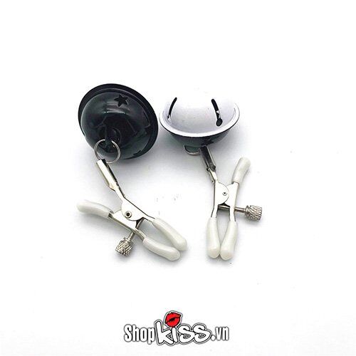 Bộ kẹp vú kích thích gợi cảm chuông lục lạc hấp dẫn đen trắng