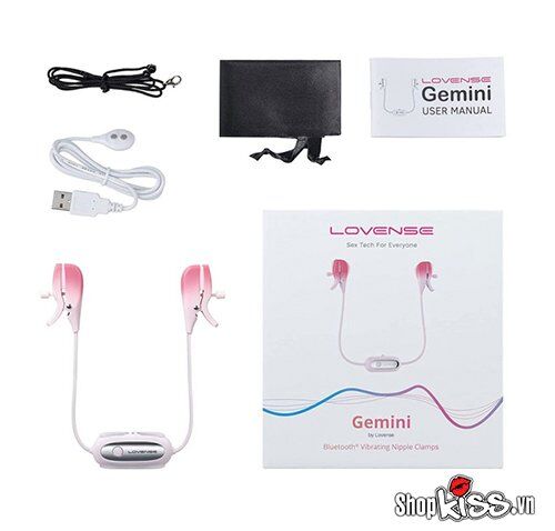 Bộ kẹp núm vú rung điều khiển từ xa Lovense Gemini cao cấp