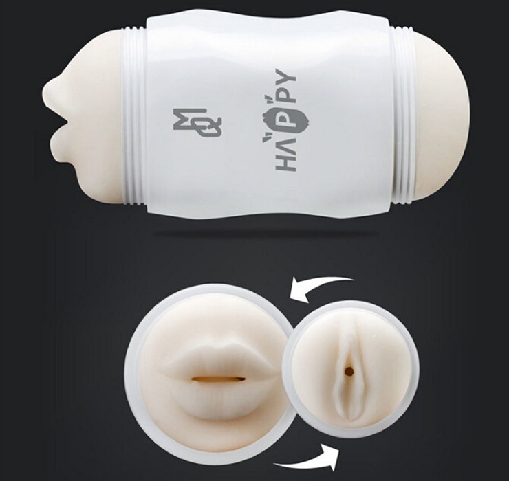 Cốc tự sướng gắn tường Happy 2 đầu 360° Siêu thực Thỏa mãn cực đỉnh