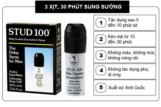 Stud 100 chai xịt kéo dài thời gian chống xuất tinh chính hãng uy tín