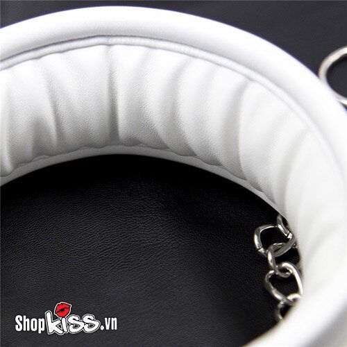 Xích cổ da trắng đệm êm BDSM kích thích ham muốn cao cấp
