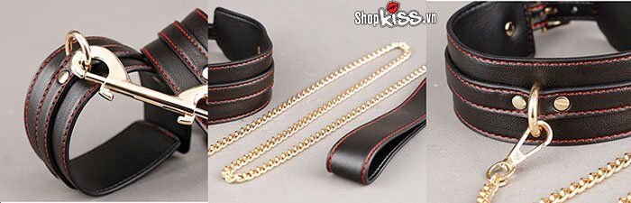 Bộ đồ chơi bạo dâm da cao cấp đỏ đen chất lượng an toàn kích thích