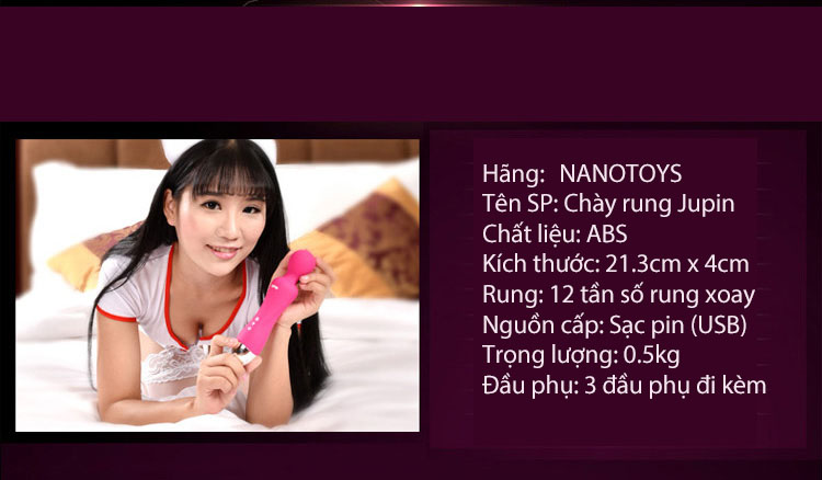Dương vật giả rung ngoáy Nano Jupin 12 chế độ silicon an toàn kích thích