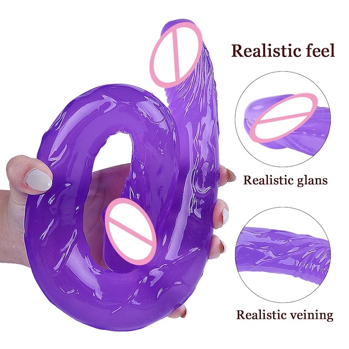 Dương vật giả 2 đầu trong suốt Double Dong cho les Siêu mềm mại