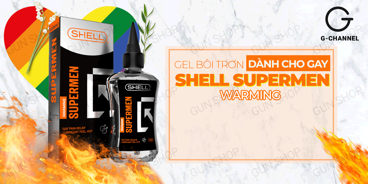 Gel bôi trơn hậu môn Shell Supermen nóng ấm tăng khoái cảm 90ml