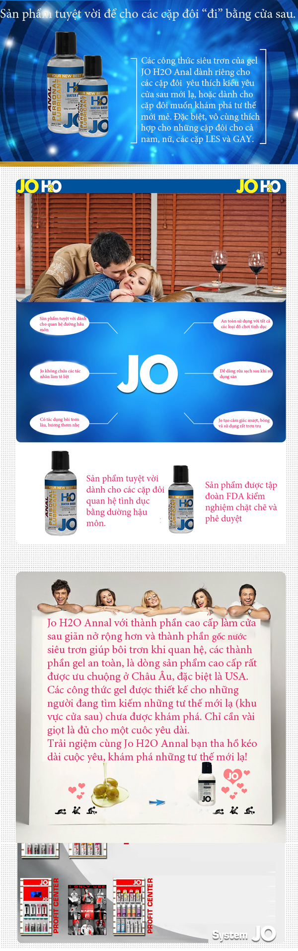 Gel hậu môn Jo H2O siêu mượt êm dịu giảm đau kích thích