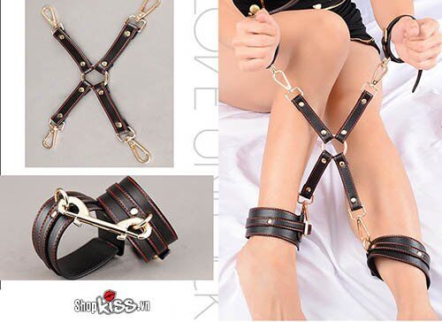 Bộ đồ chơi bạo dâm da cao cấp đỏ đen chất lượng an toàn kích thích