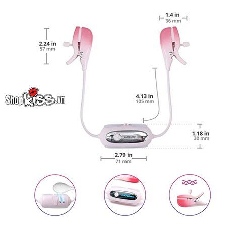 Bộ kẹp núm vú rung điều khiển từ xa Lovense Gemini cao cấp