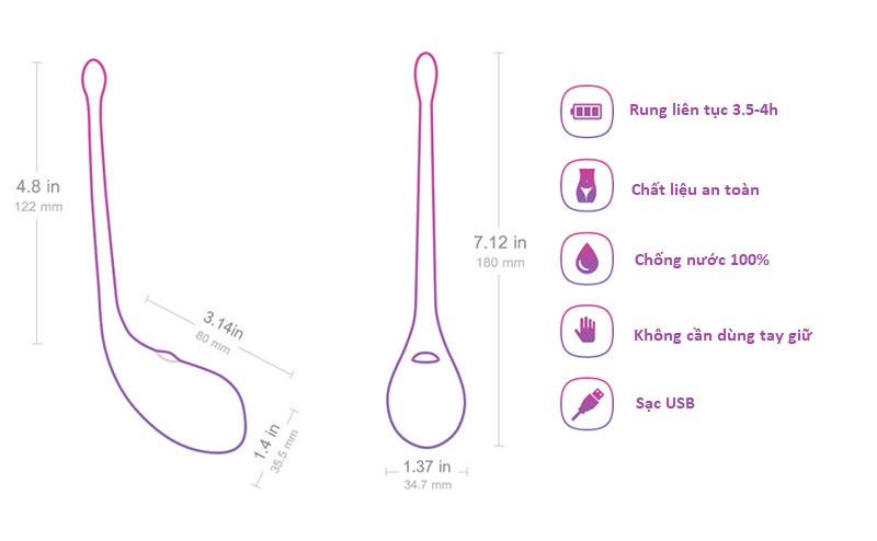 Lovense Lush trứng rung Bluetooth cao cấp điều khiển qua điện thoại