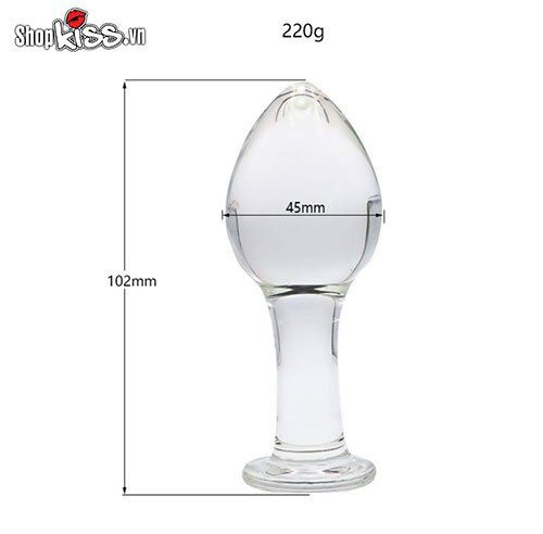 Phích cắm hậu môn thủy tinh trong suốt kích thích cực mạnh
