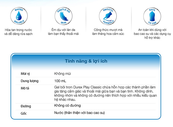 Gel bôi trơn Durex Play Classic 50ml an toàn tăng khoái cảm