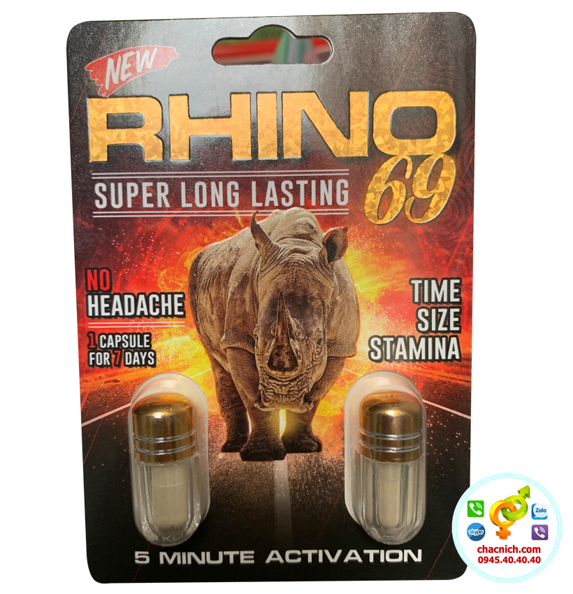 Rhino 69 Doublet Shot vỉ 2 viên hỗ trợ cương nhanh lâu ra tốt