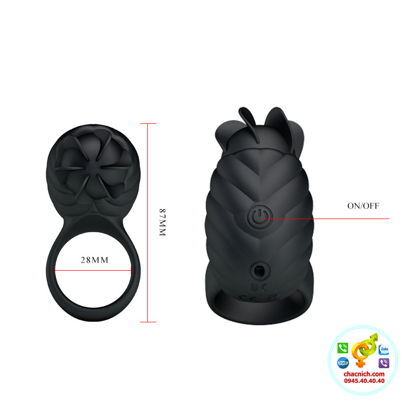 Vòng xoay cánh quạt 3 chế độ Prettylove Frances silicon chính hãng kích thích Vòng xoay cánh quạt 3 chế độ Prettylove Frances silicon chính hãng kích thích