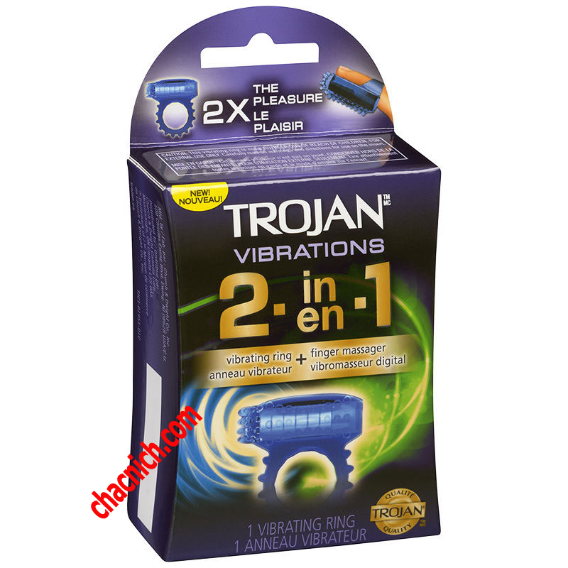 Vòng rung tình yêu kép Trojan Vibration 2in1 silicon cao cấp phù hợp Vòng rung tình yêu kép Trojan Vibration 2in1 silicon cao cấp phù hợp