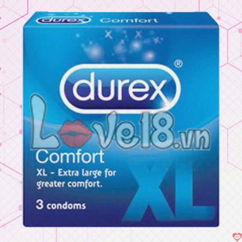 Bao Cao Su Durex XL Size Lớn Hộp 3 Cái Kéo Dài An Toàn 