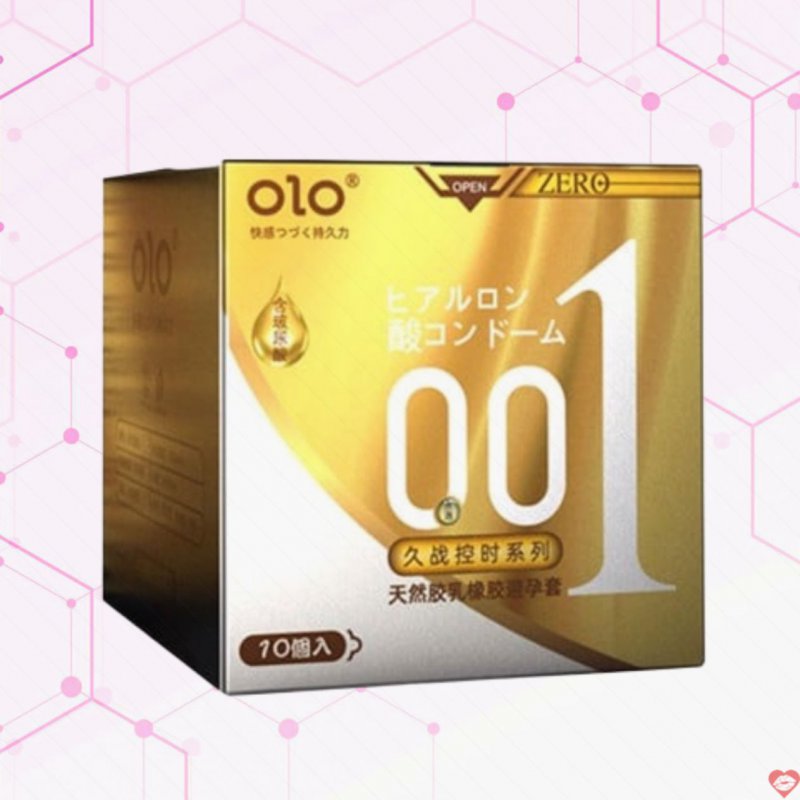Bao cao su OLO 0.01 Zero Vàng siêu mỏng gân hạt hương chanh rừng hộp 10 cái 