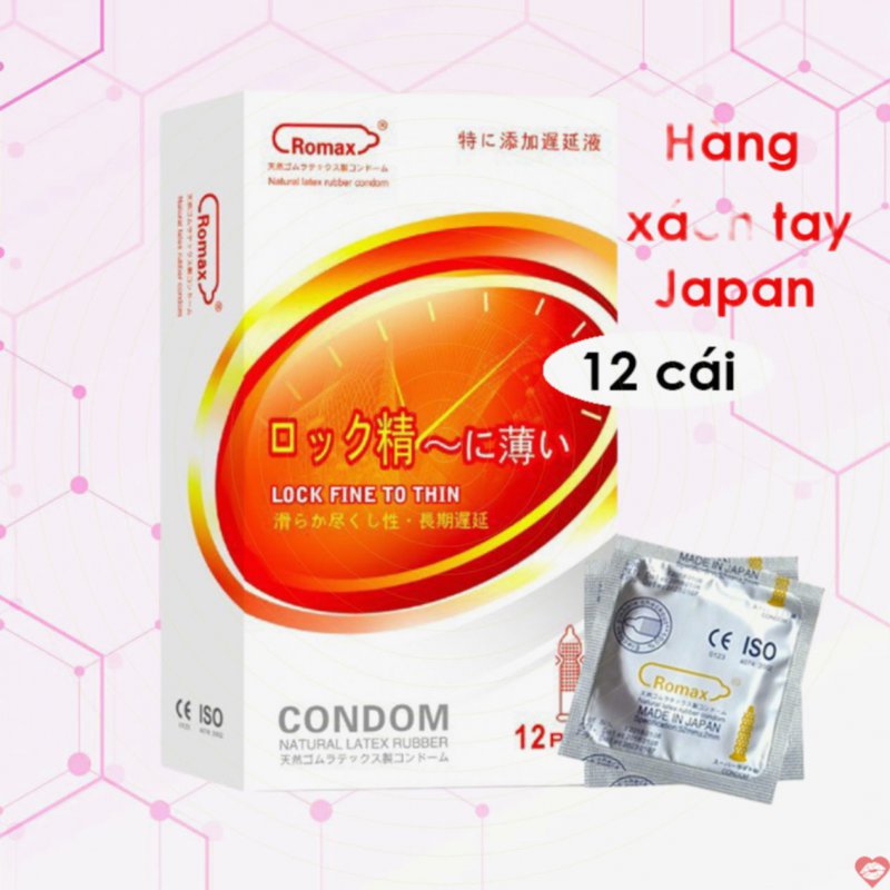 Bao cao su Romax siêu mỏng gân gai Nhật chất lượng cao 12c 