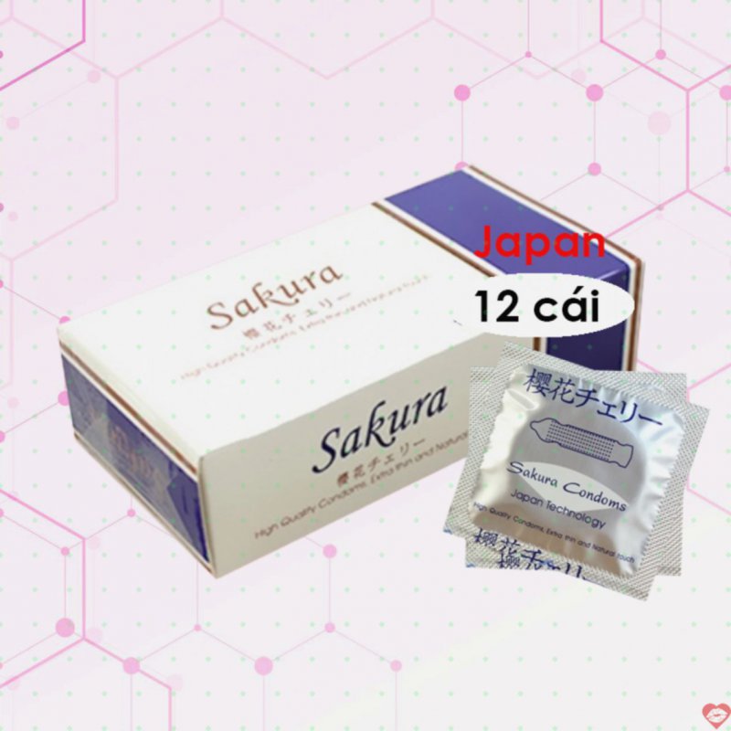 Bao cao su Sakura Nhật Bản siêu mỏng hộp 12 chiếc chính hãng 