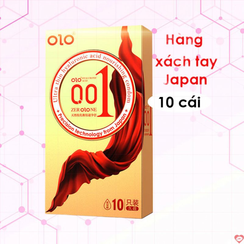 Bao cao su Olo 0.01 vàng Square Gold siêu mỏng gân gai kéo dài thời gian an toàn chính hãng 