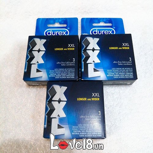  Bán Bao cao su Durex XXL size lớn hộp 3 cái giá rẻ