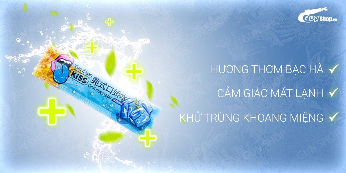  Giá sỉ Nước tình yêu BJ mát lạnh hương bạc hà - Xun Z Lan Kiss Cool - Gói 10ml hàng xách tay